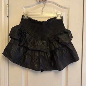 fab’rik black leather ruffled mini skirt